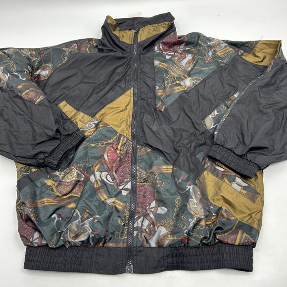 Vintage SLADE black and gold nylon 1990s windbreaker JACKET women’s Size LARGE - Picture 2 of 11